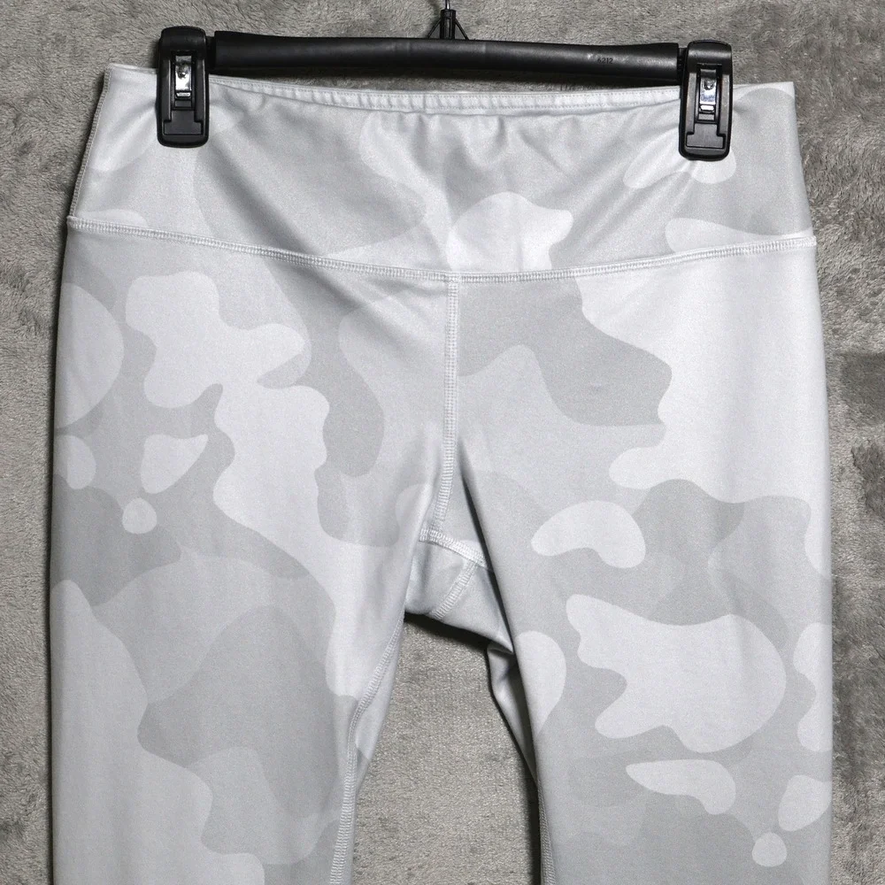 Alo Yoga Leggings Womens Medium Gray White Camo Stretch Activewear Athletic